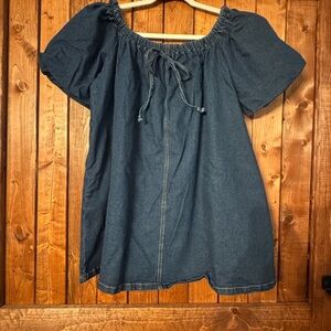 Classic Blue Denim Women's Off-Shoulder Style Top or Mini dress